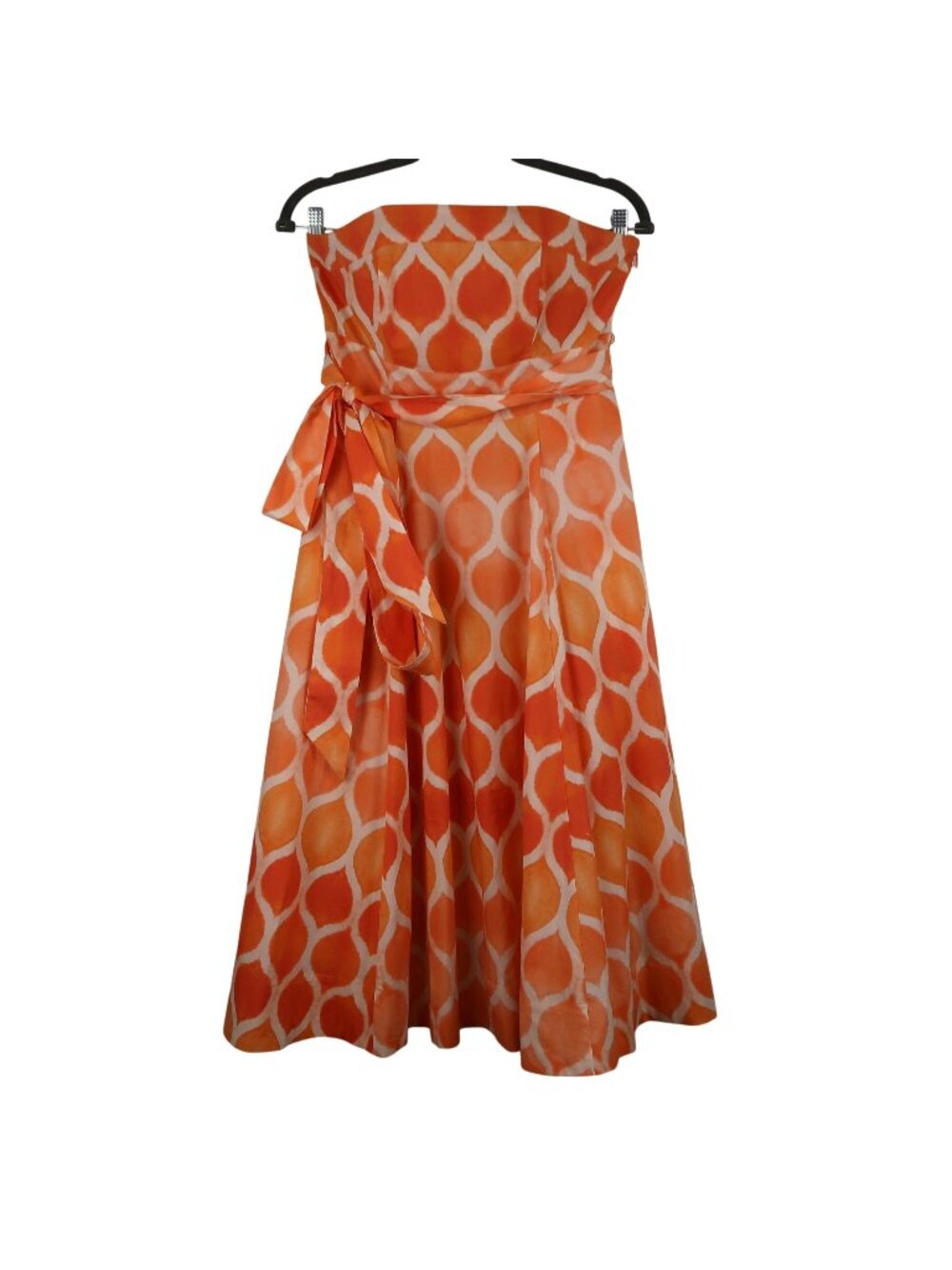 Anthropologie Maeve 6 Orange White Strapless Halter Geometric Print Dress
